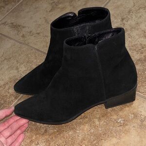 Aquatalia Black Suede Pointed Toe Ankle Booties BEST OFFER